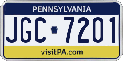 PA license plate JGC7201