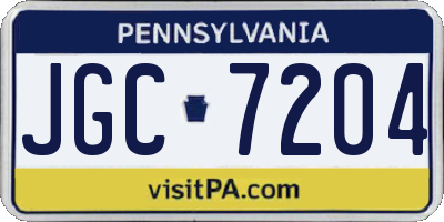 PA license plate JGC7204