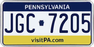 PA license plate JGC7205