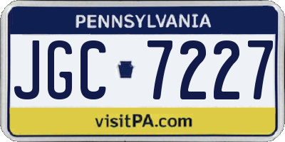 PA license plate JGC7227