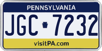 PA license plate JGC7232