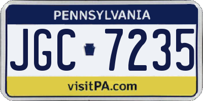 PA license plate JGC7235
