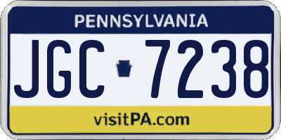 PA license plate JGC7238