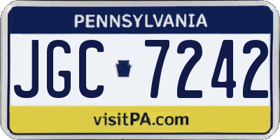 PA license plate JGC7242