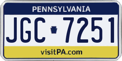PA license plate JGC7251
