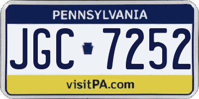 PA license plate JGC7252