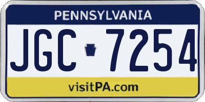 PA license plate JGC7254