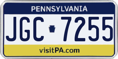 PA license plate JGC7255