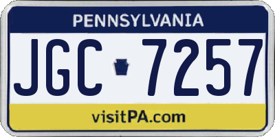 PA license plate JGC7257