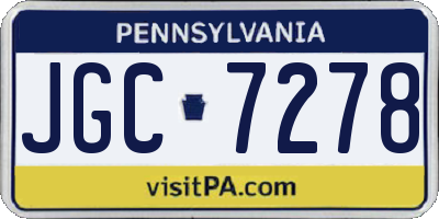 PA license plate JGC7278
