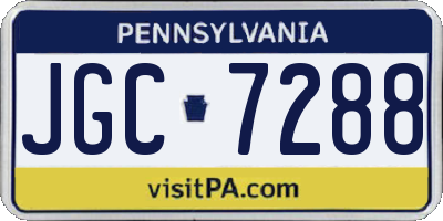 PA license plate JGC7288