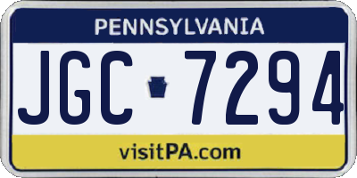 PA license plate JGC7294