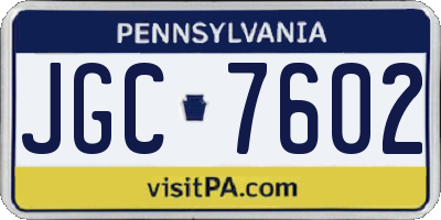 PA license plate JGC7602