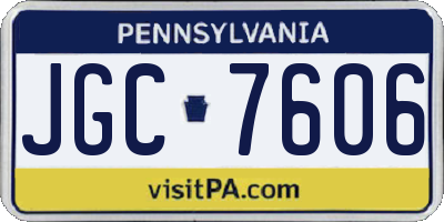PA license plate JGC7606