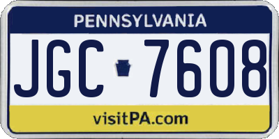 PA license plate JGC7608