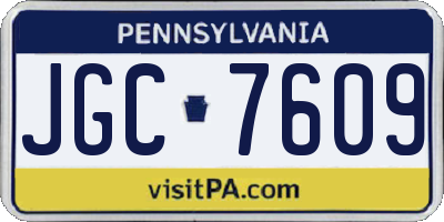 PA license plate JGC7609