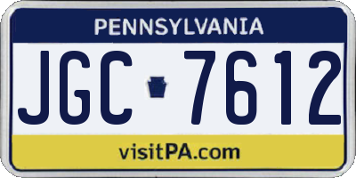 PA license plate JGC7612