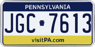 PA license plate JGC7613