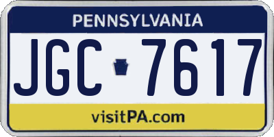 PA license plate JGC7617