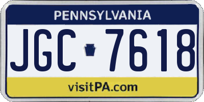 PA license plate JGC7618