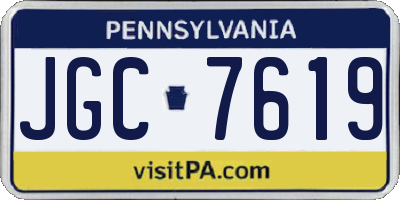 PA license plate JGC7619