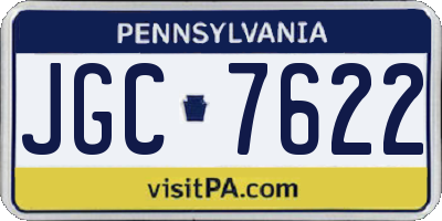 PA license plate JGC7622
