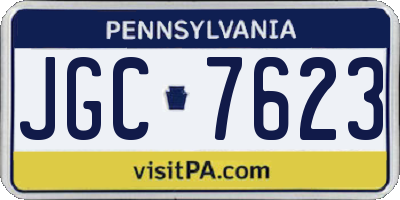PA license plate JGC7623