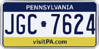 PA license plate JGC7624