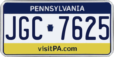 PA license plate JGC7625