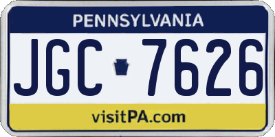 PA license plate JGC7626