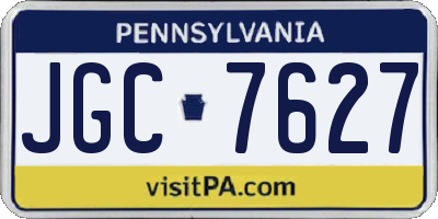 PA license plate JGC7627