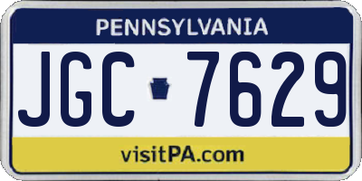 PA license plate JGC7629