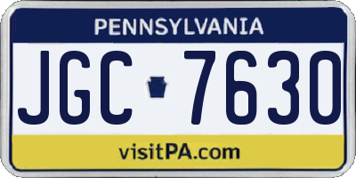 PA license plate JGC7630