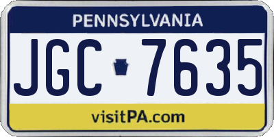 PA license plate JGC7635