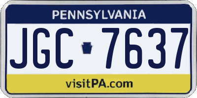 PA license plate JGC7637