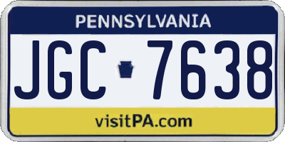PA license plate JGC7638