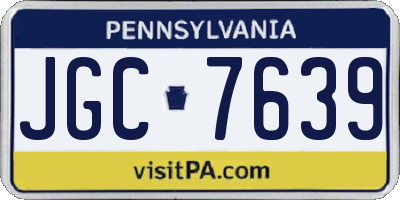 PA license plate JGC7639