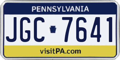 PA license plate JGC7641