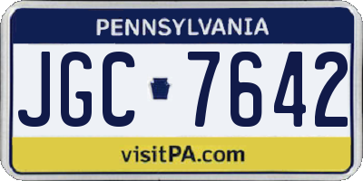 PA license plate JGC7642