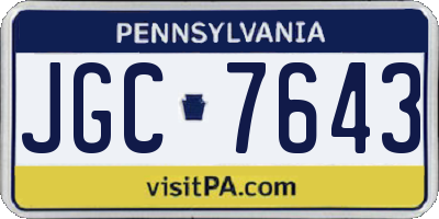 PA license plate JGC7643