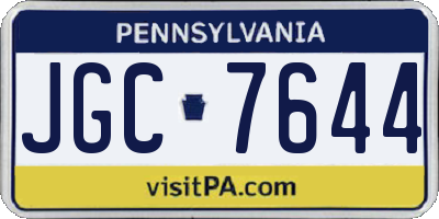 PA license plate JGC7644