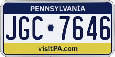 PA license plate JGC7646