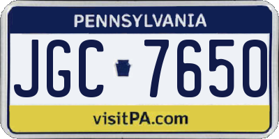PA license plate JGC7650