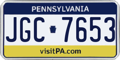 PA license plate JGC7653