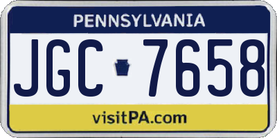 PA license plate JGC7658