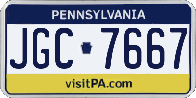 PA license plate JGC7667