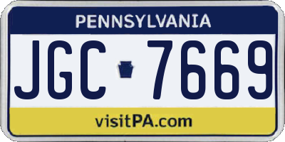 PA license plate JGC7669