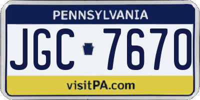 PA license plate JGC7670