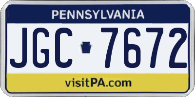 PA license plate JGC7672