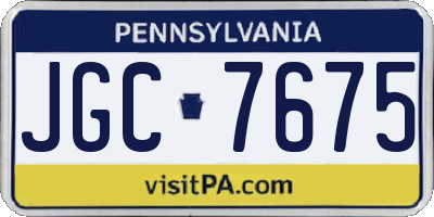 PA license plate JGC7675
